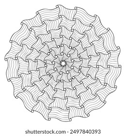 Abstrakte Malvorlage Mandala - handgezeichnete schwarz-weiße Vektorgrafik.