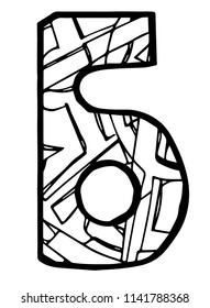 Abstract coloring page of russian letter Б