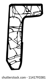 Abstract coloring page of russian letter Г