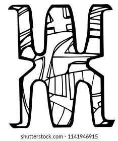 Abstract coloring page of russian letter Ж