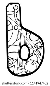 Abstract coloring page of russian letter ь