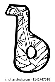 Abstract coloring page of russian letter ъ