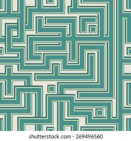 Abstract colorl seamless pattern resembling a maze.