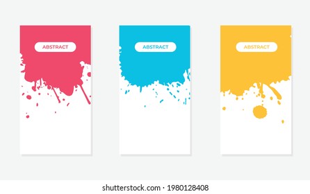 Abstract colorpaint splash background set of yellow, blue, and yellow color vector illustration