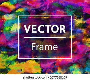Abstract colors border background. Background for your text with mixed flowing color sprays. Vibrant colors splash with rectangle frame copy space. Good for social media posts.