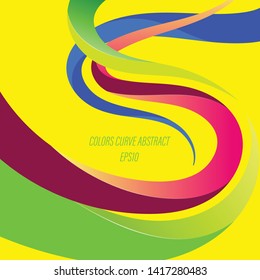 Abstract colors curve scene vector wallpaper on a yellow backgrounds