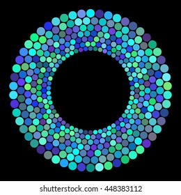 Abstract colors dots on a black background. Vector illustration.