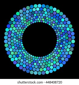 Abstract colors dots on a black background. Vector illustration.
