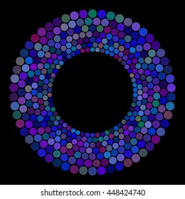 Abstract colors dots on a black background. Vector illustration.