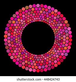 Abstract colors dots on a black background. Vector illustration.