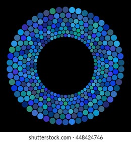 Abstract colors dots on a black background. Vector illustration.