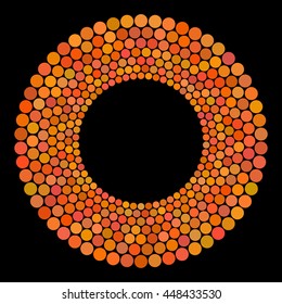 Abstract colors dots on a black background. Vector illustration.