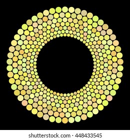 Abstract colors dots on a black background. Vector illustration.