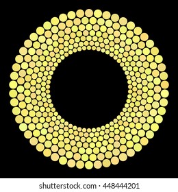 Abstract colors dots on a black background. Vector illustration.