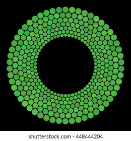 Abstract colors dots on a black background. Vector illustration.