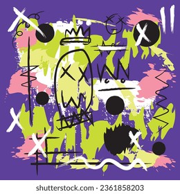 Abstract colors drawing The purple background milk with a purple protective template has a minimally bright explosion center. creative movement.