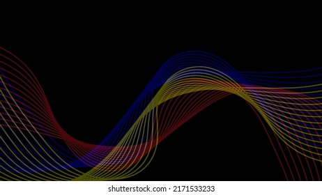 Abstract colors lines lighting effect on dark background. Vector graphic illustration.