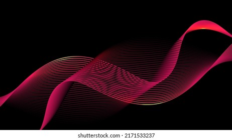 Abstract colors lines lighting effect on dark background. Vector graphic illustration.