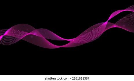 Abstract colors lines lighting effect on black background. Vector graphic illustration.