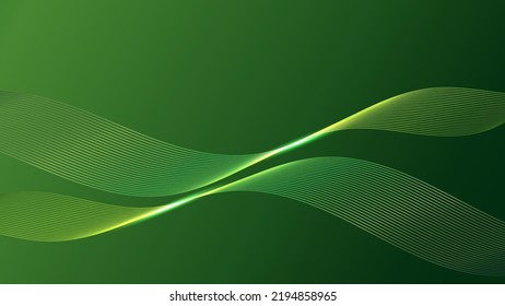 Abstract colors lines lighting effect on green background. Vector graphic illustration.