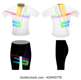 Abstract colors lines sports t-shirt,cycling vest vector design on a white background
