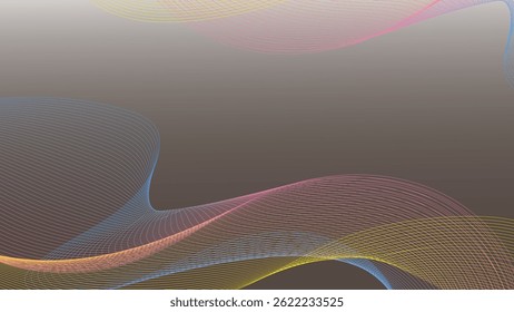 Las líneas de colores Abstractas ondulan el patrón dinámico de partículas sobre el fondo. Concepto de líneas futuristas. 
