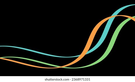 Abstract colors ribbon lighting effect on black background.Vector graphic illustration.