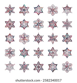 abstract colors snowflake floral pattern texture icon set  design element collection
