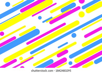 Abstract colors vector background, trendy diagonal geometric vector. Trendy yellow, violet and blue color mesh poster design, funky hipster poster with multicolored abstract patterns on white backdrop