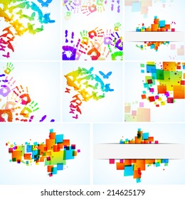 Abstract colour backgrounds set on white - vector illustration