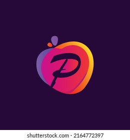 Abstract colour full apple p logo design