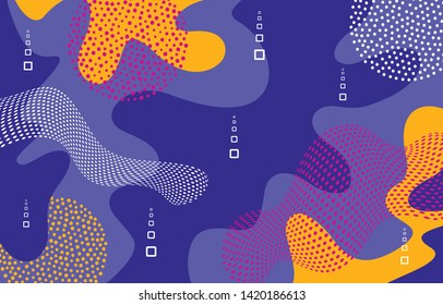 Abstract colour shapes. Splash funky background for tissue and postcards. Vector Illustration. 