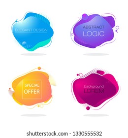 Abstract colour spots. Original gradient fluide combination. Gradient modern style abstraction with background made of various rounded shapes in actual color palette. Vector isolated images