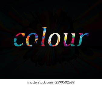 Abstract Colour Text Effect Design Black Background