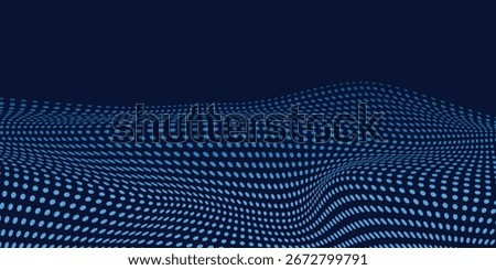 Abstract colour wave dots on black background. 3d. Big data. Network connection. Technology background.