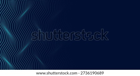Abstract colour wave dots on black background. 3d. Big data. Network connection. Technology background.