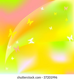 Abstract coloured background in yellow tones with text. Vector llustration.