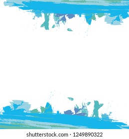 abstract colourflu blue sky paint brush textures background.  vector illustration . nice paint and rough texture for you design.
