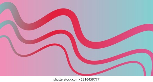 Abstract colourful 3D fluid lines with vibrant color on pink green turquoise background. Vector beuatiful art for modern web design and creative backgrounds.