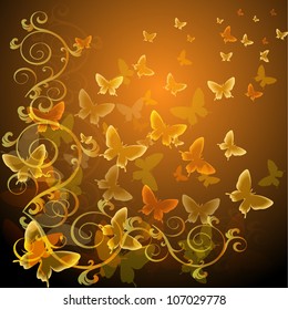 Abstract colourful background with butterflies. A vector.