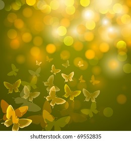 Abstract colourful background with butterflies. A vector.