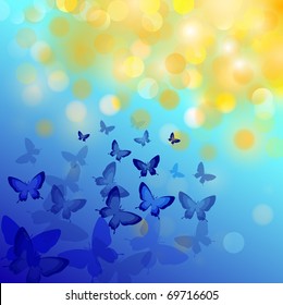 Abstract colourful background with butterflies. A vector.