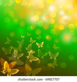 Abstract colourful background with butterflies. A vector.