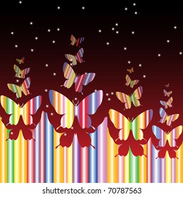 Abstract colourful background with butterflies. A vector.