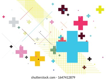 Abstract colourful background created with plus sign. Vector illustration.