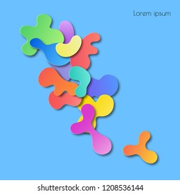 Abstract colourful background with fluid shapes in paper cut out style. Vector illustration