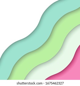 abstract colourful background with paper waves and seacoast with simple shapes, Modern vector illustration for concept design.