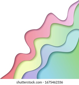 abstract colourful background with paper waves and seacoast with simple shapes, Modern vector illustration for concept design.