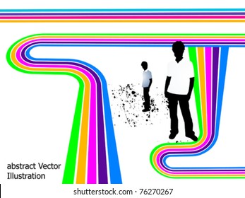 abstract colourful background with silhouette vector illustration