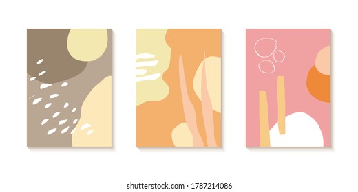 Abstract colourful backgrounds set. Hand drawn templates for card, flyer and invitation design. Vector illustration.